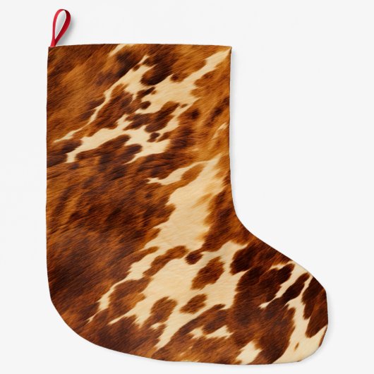 Brown Cowhide Großer Weihnachtsstrumpf (Vorderseite)