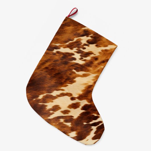 Brown Cowhide Großer Weihnachtsstrumpf (Vorderansicht (hängend))