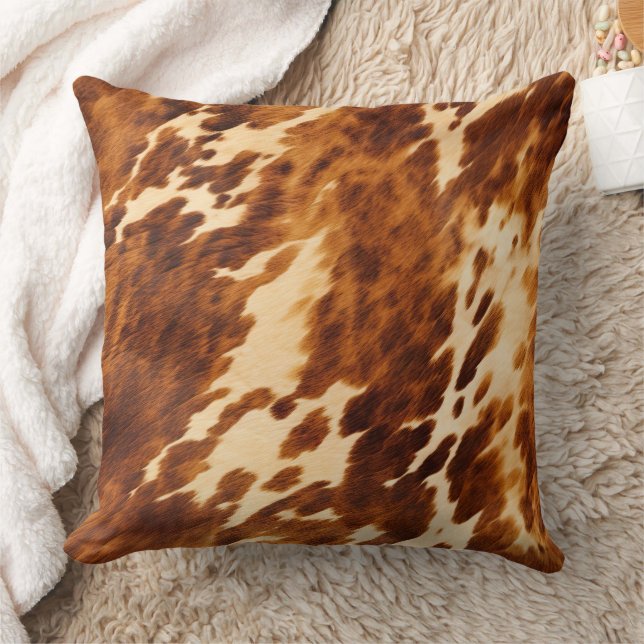 Brown Cowhide Kissen (Decke)
