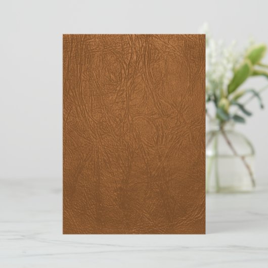 Brown Cowhide Leder Textur aussehen Einladung (Stehend Vorderseite)