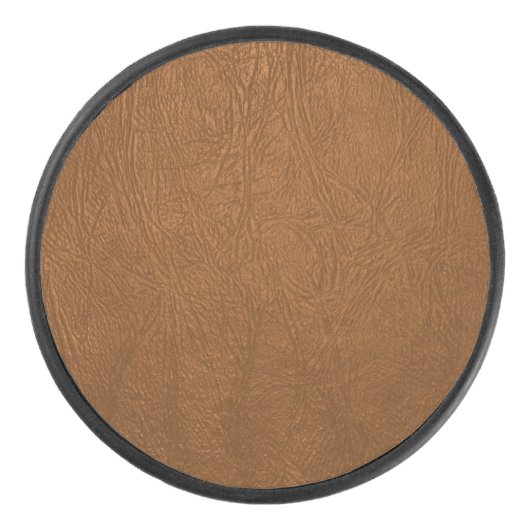 Brown Cowhide Leder Textur aussehen Eishockey Puck (Vorderseite)