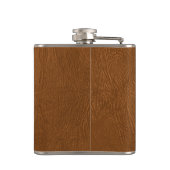 Brown Cowhide Leder Textur aussehen Flachmann (Rückseite)