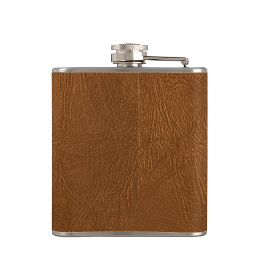 Brown Cowhide Leder Textur aussehen Flachmann (Rückseite)