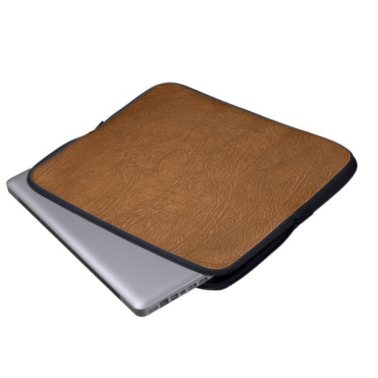 Brown Cowhide Leder Textur aussehen Laptopschutzhülle (Vorne Knopf)