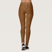 Brown Cowhide Leder Textur aussehen Leggings (Rückseite)