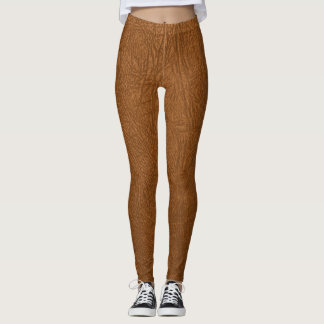 Brown Cowhide Leder Textur aussehen Leggings
