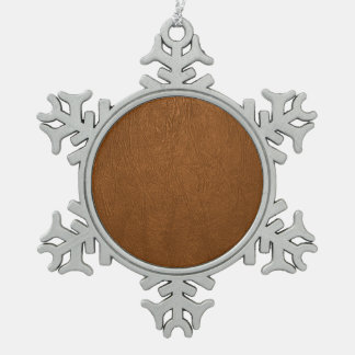 Brown Cowhide Leder Textur aussehen Schneeflocken Zinn-Ornament