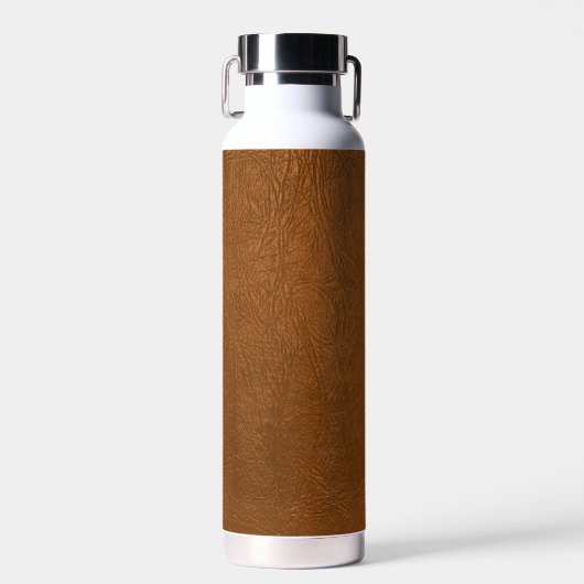 Brown Cowhide Leder Textur aussehen Trinkflasche (Vorne)