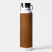 Brown Cowhide Leder Textur aussehen Trinkflasche (Rückseite)