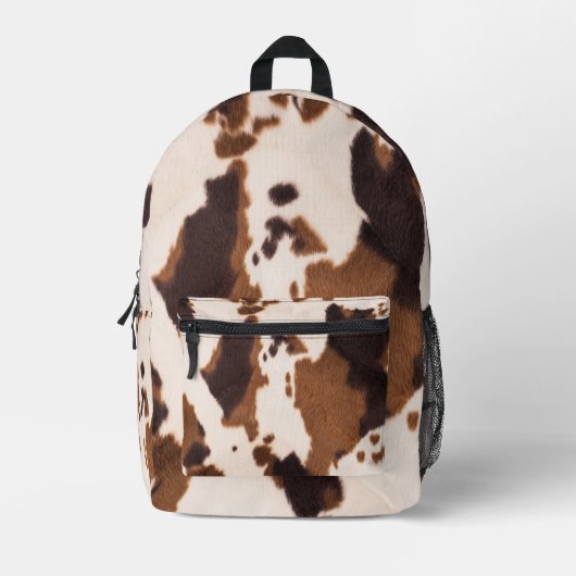 Brown Cowhide Look Backpack Bedruckter Rucksack (Vorderseite)