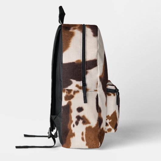 Brown Cowhide Look Backpack Bedruckter Rucksack (Links)