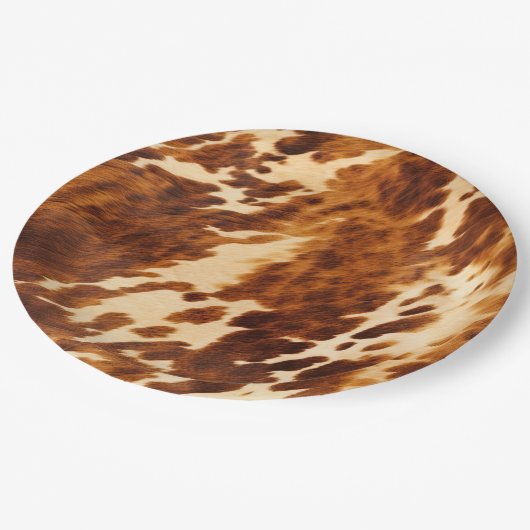 Brown Cowhide Pappteller (Schrägansicht)