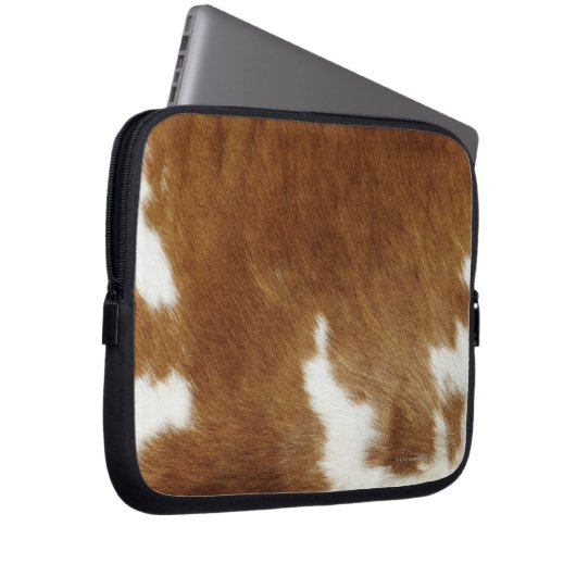 Brown Cowhide Print Laptopschutzhülle (Vorne Rechts)