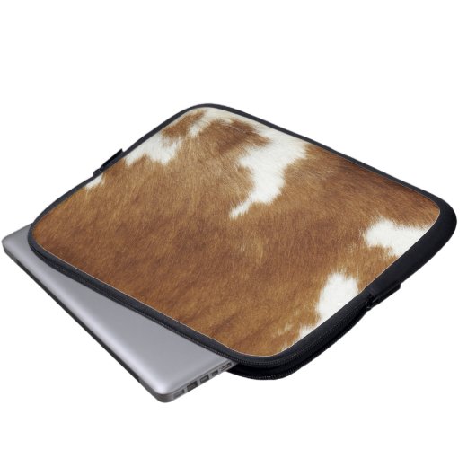 Brown Cowhide Print Laptopschutzhülle (Vorne Knopf)