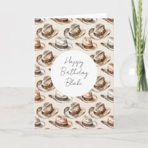 Brown Cream Adventure Hats Birthday Karte