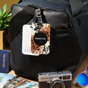 Brown Cream Animal Cowhid Gepäckanhänger