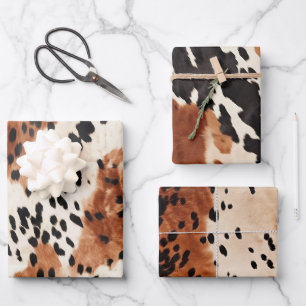 Brown Cream Animal Cowhid Geschenkpapier Set