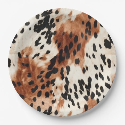 Brown Cream Animal Cowhid Pappteller (Vorderseite)