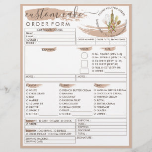 Brown Cream Bakery Cake Order Form Flyer
