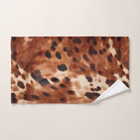 Brown Cream Black Cowhide Badhandtuch Set (Handtuch)