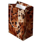 Brown Cream Black Cowhide Mittlere Geschenktüte (Rückseite Schrägansicht)