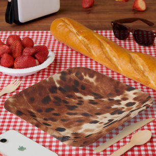 Brown Cream Black Cowhide Pappteller