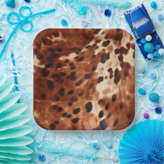 Brown Cream Black Cowhide Pappteller (Party)
