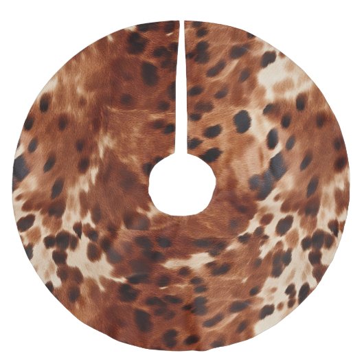 Brown Cream Black Cowhide Polyester Weihnachtsbaumdecke (Vorderseite)
