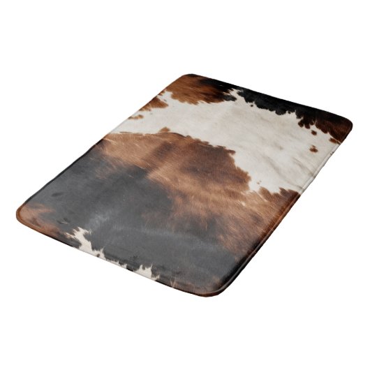 Brown Cream Black Südwest Cowhide Badematte (Schrägansicht)