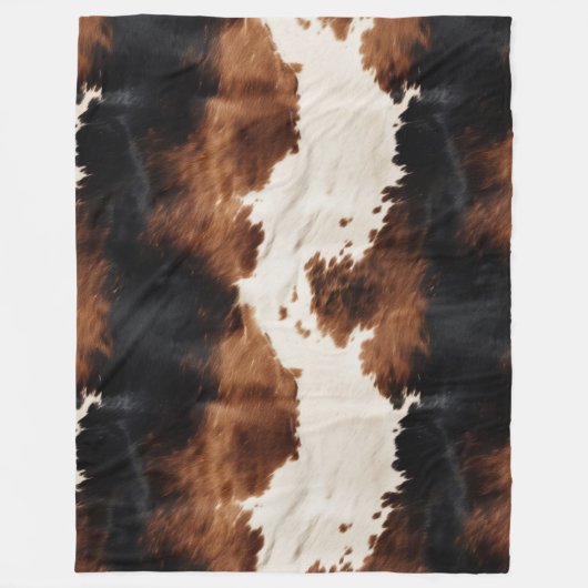 Brown Cream Black Südwest Cowhide Fleecedecke (Vorderseite)