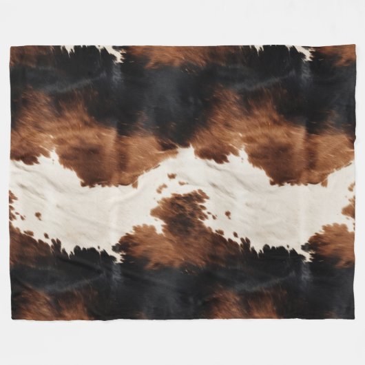 Brown Cream Black Südwest Cowhide Fleecedecke (Vorderseite (Horizontal))
