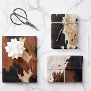 Brown Cream Black Südwest Cowhide Geschenkpapier Set