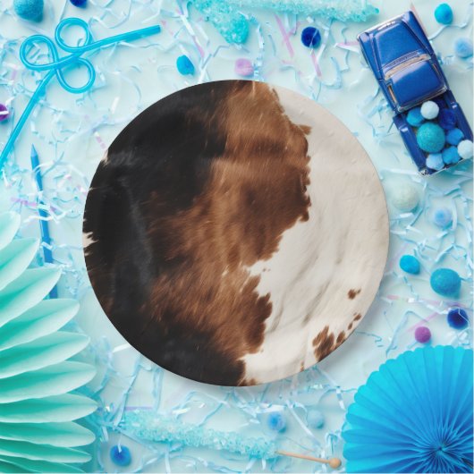 Brown Cream Black Südwest Cowhide Pappteller (Party)