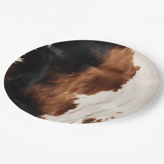 Brown Cream Black Südwest Cowhide Pappteller (Schrägansicht)