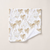 Brown Cream Boho Hearts Brautparty Badhandtuch Set (Waschlappen)