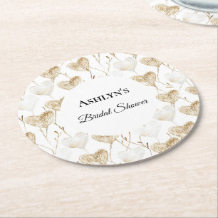 Brown Cream Boho Hearts Brautparty Runder Pappuntersetzer
