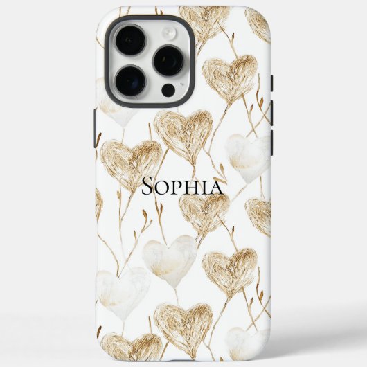 Brown Cream Boho Hearts Case-Mate iPhone Hülle (Rückseite)