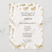 Brown Cream Boho Hearts Geburtstag Einladung (Vorne/Hinten)