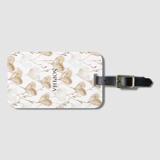 Brown Cream Boho Hearts Gepäckanhänger (Vorderseite (Horizontal))