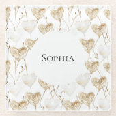 Brown Cream Boho Hearts Glasuntersetzer (Vorderseite)