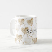 Brown Cream Boho Hearts Kaffeetasse (Vorderseite Links)