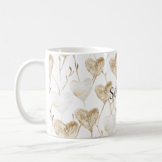 Brown Cream Boho Hearts Kaffeetasse (Links)