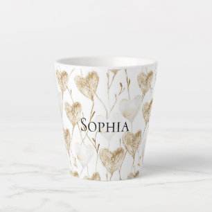 Brown Cream Boho Hearts Milchtasse