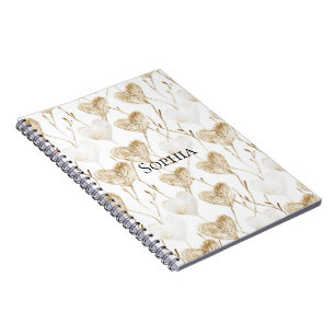 Brown Cream Boho Hearts Notizblock