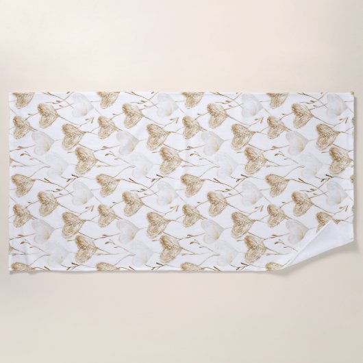 Brown Cream Boho Hearts Strandtuch (Vorderseite)