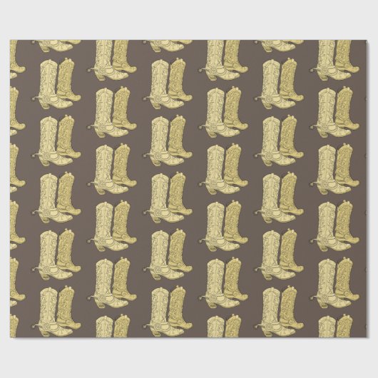 Brown Cream Cowboy Boots Geschenkpapier (Flach)