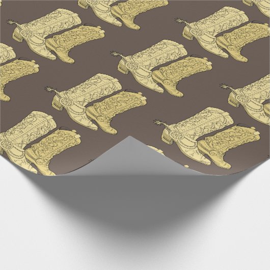 Brown Cream Cowboy Boots Geschenkpapier (Ecke)