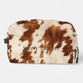 Brown Cream Cowgirl Südwest Cowhide Waschbeutel (Vorderseite)