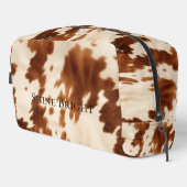 Brown Cream Cowgirl Südwest Cowhide Waschbeutel (Rechte Ecke)