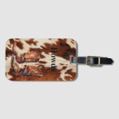 Brown Cream Cowhide Cowboy Boots Gepäckanhänger (Vorderseite (Horizontal))